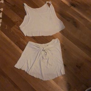 This is a white shirt and skirt.